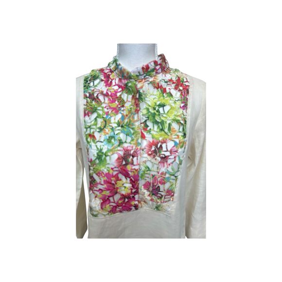 Boho Chic 100% Linen Floral Panel Tunic, Size S, Made in USA - Picture 11 of 15